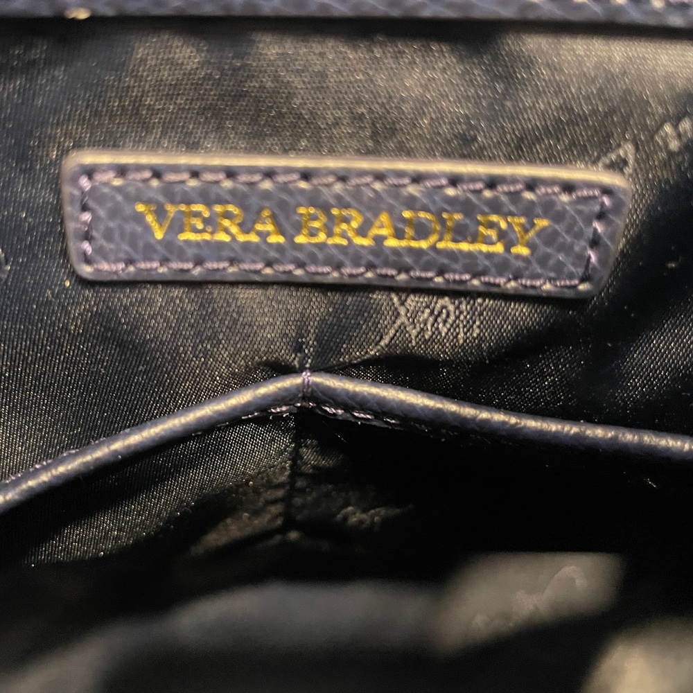 Vera Bradley Navy and White Wave Stripe Satchel - Picture 4 of 16